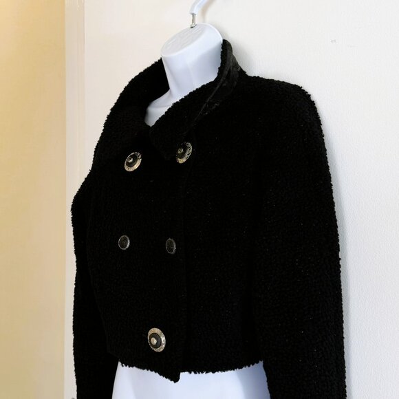 Gianni Versace Couture Fall/Winter 1994 Runway Black Cropped Boucle Jacket Sz S - Picture 8 of 16
